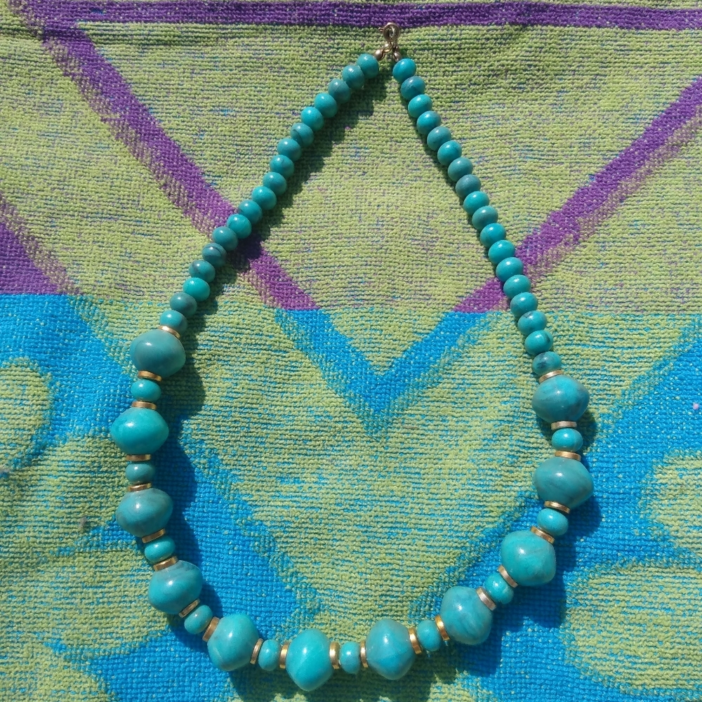 Turquoise and Gold Vintage 90s Necklace